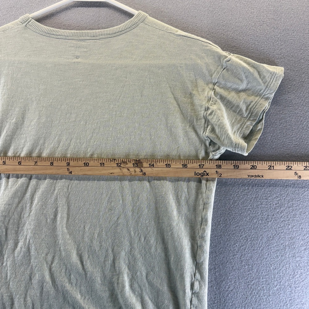 Madewell Sage Green Ruffle Sleeve Slub Cotton T-Shirt Size S Curved Hem Tee - Picture 5 of 6